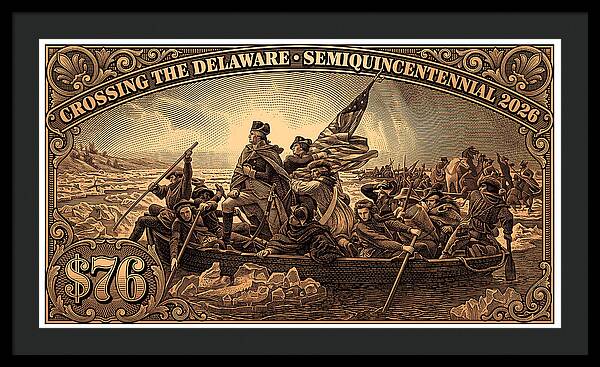 Crossing the Delaware $76 bronze - Framed Print