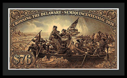Crossing the Delaware $76 bronze - Framed Print
