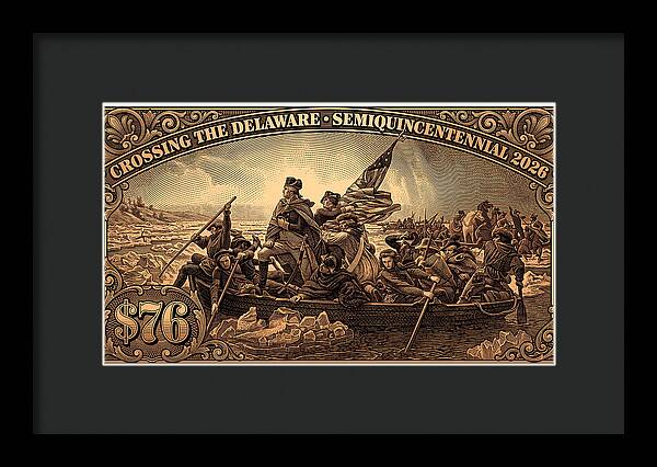 Crossing the Delaware $76 bronze - Framed Print