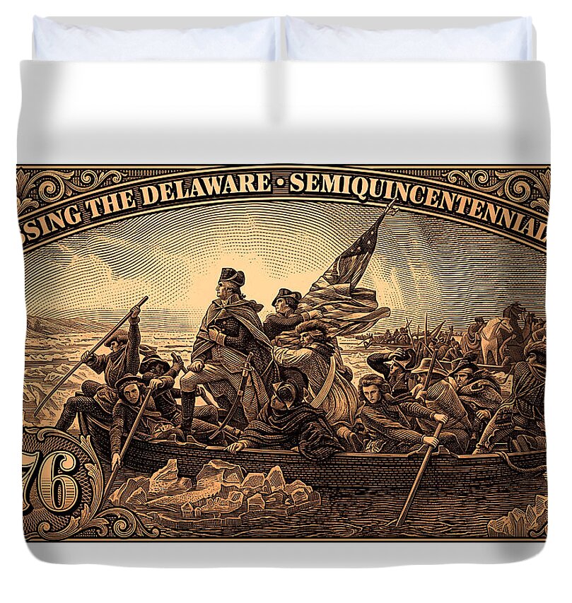Crossing the Delaware $76 bronze - Duvet Cover