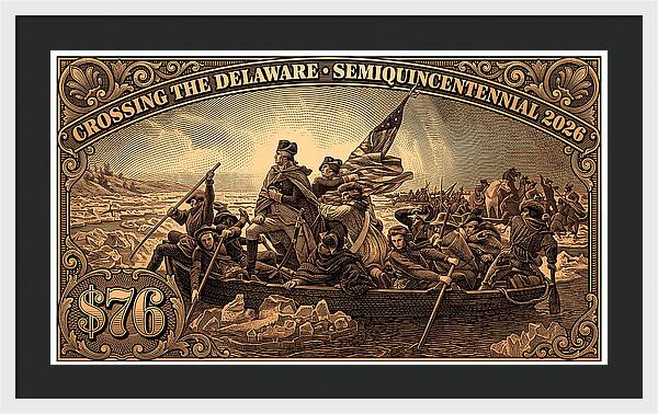 Crossing the Delaware $76 bronze - Framed Print