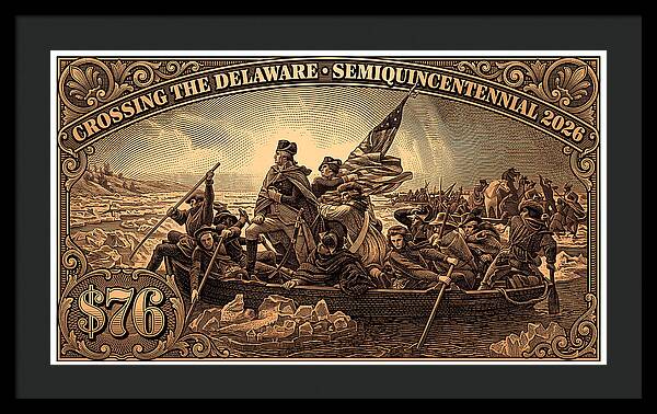 Crossing the Delaware $76 bronze - Framed Print