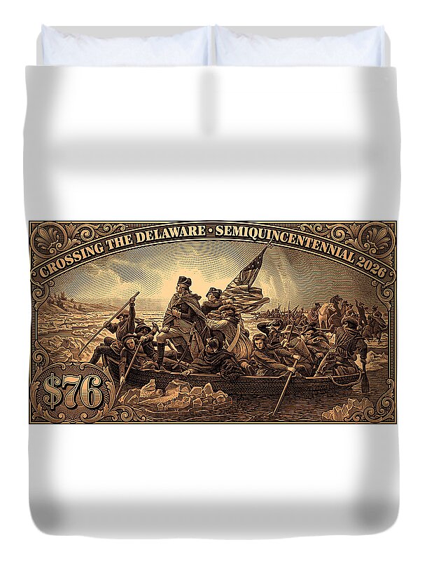 Crossing the Delaware $76 bronze - Duvet Cover