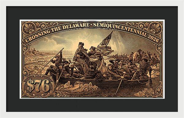 Crossing the Delaware $76 bronze - Framed Print