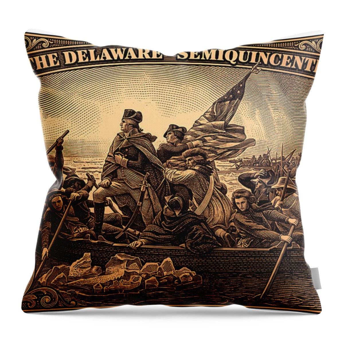 Crossing the Delaware $76 bronze - Throw Pillow