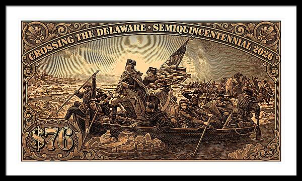 Crossing the Delaware $76 bronze - Framed Print