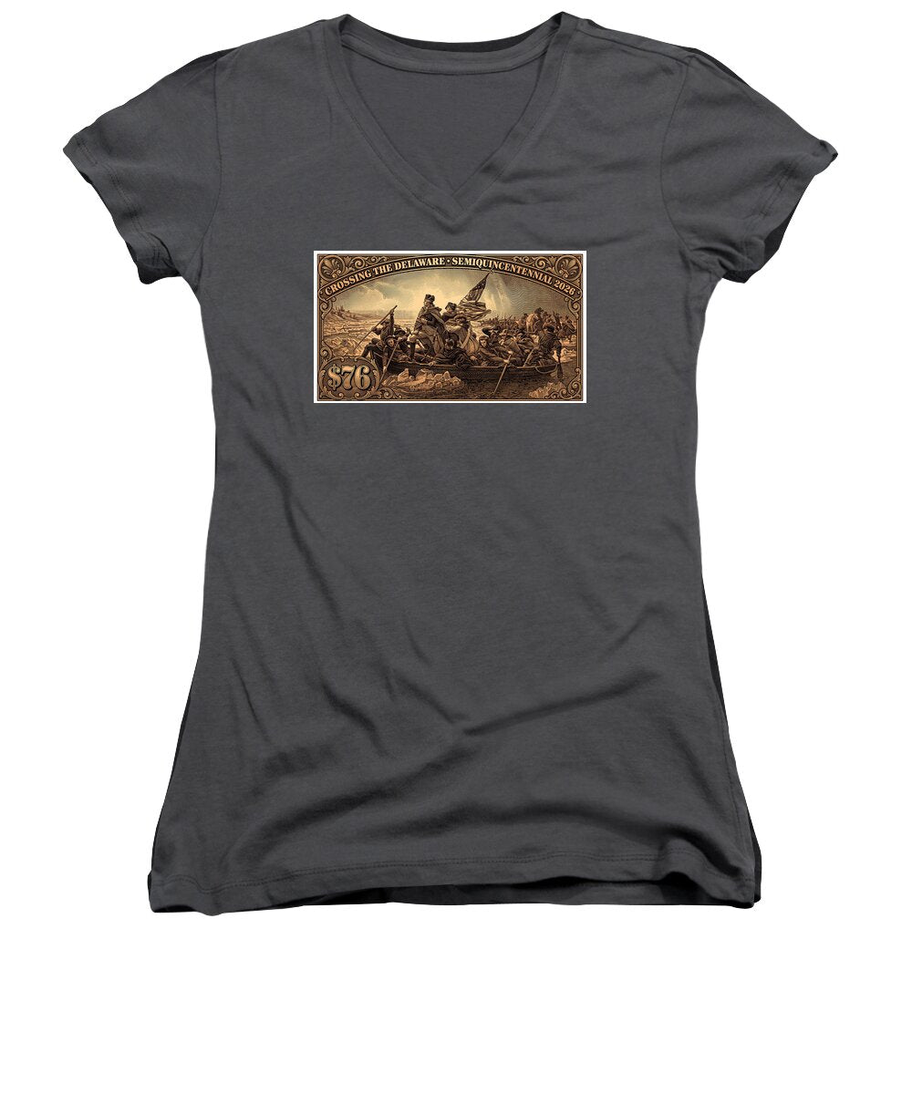 Crossing the Delaware $76 bronze - Women's V-Neck