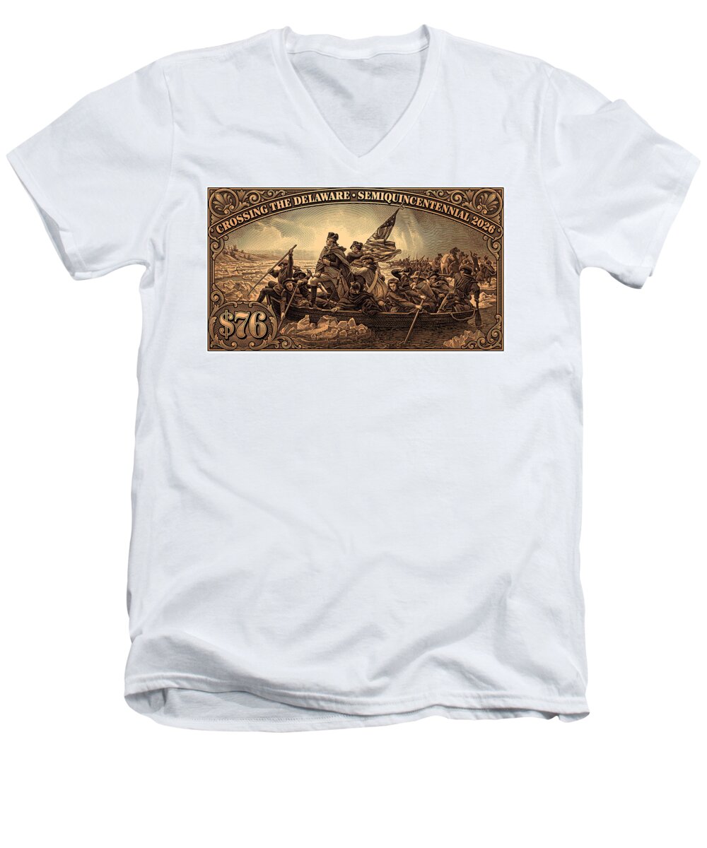 Crossing the Delaware $76 bronze - Men's V-Neck T-Shirt