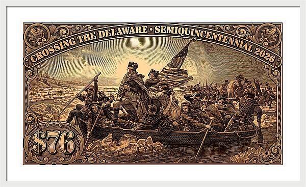 Crossing the Delaware $76 bronze - Framed Print