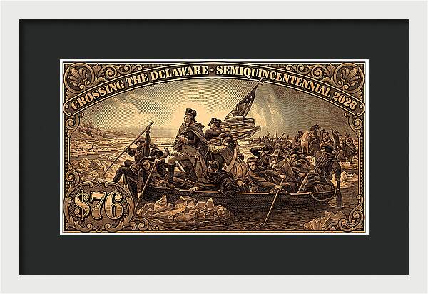 Crossing the Delaware $76 bronze - Framed Print
