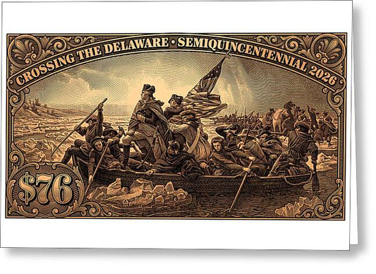 Crossing the Delaware $76 bronze - Greeting Card