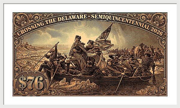 Crossing the Delaware $76 bronze - Framed Print