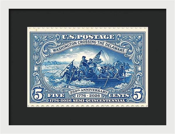 Crossing the Delaware Stamp - Framed Print