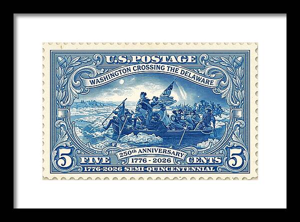 Crossing the Delaware Stamp - Framed Print