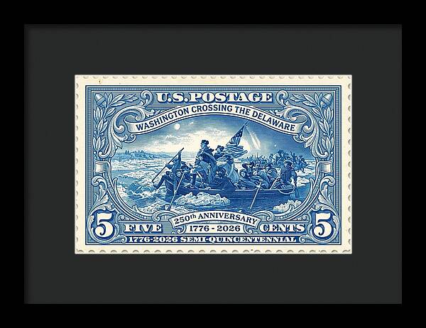 Crossing the Delaware Stamp - Framed Print