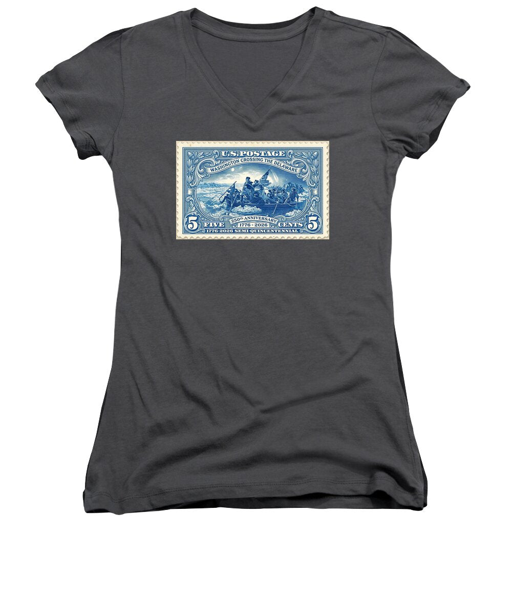 Crossing the Delaware Stamp - Women's V-Neck