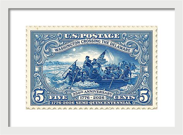 Crossing the Delaware Stamp - Framed Print