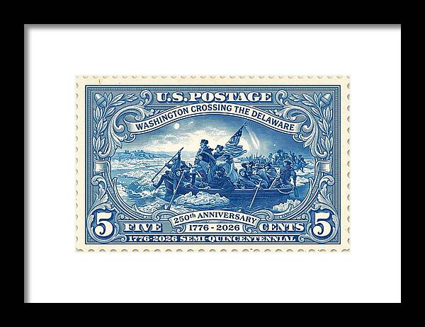 Crossing the Delaware Stamp - Framed Print
