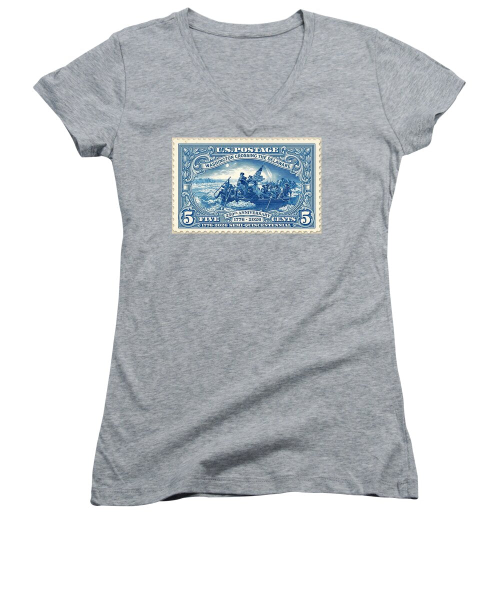 Crossing the Delaware Stamp - Women's V-Neck