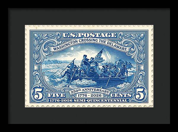 Crossing the Delaware Stamp - Framed Print
