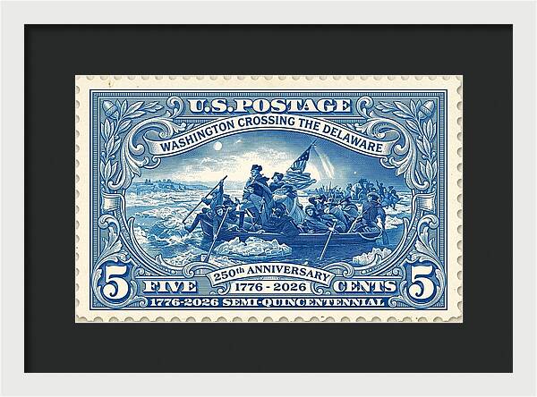 Crossing the Delaware Stamp - Framed Print
