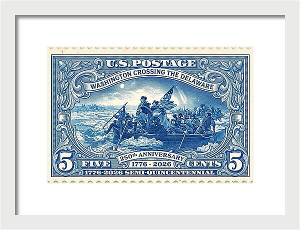 Crossing the Delaware Stamp - Framed Print