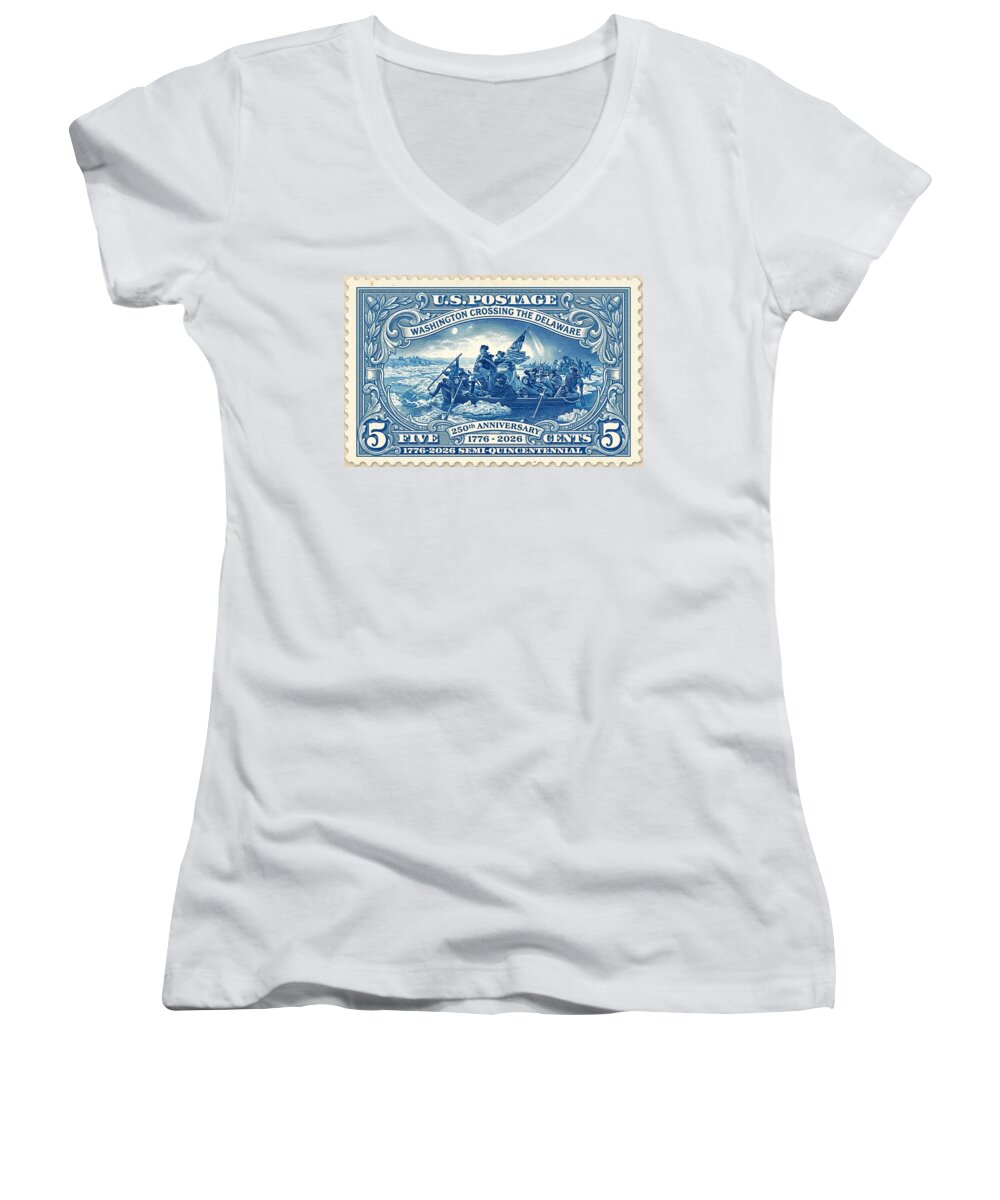 Crossing the Delaware Stamp - Women's V-Neck