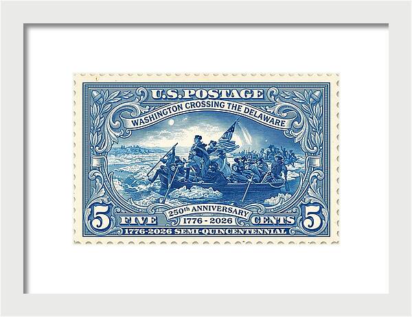 Crossing the Delaware Stamp - Framed Print
