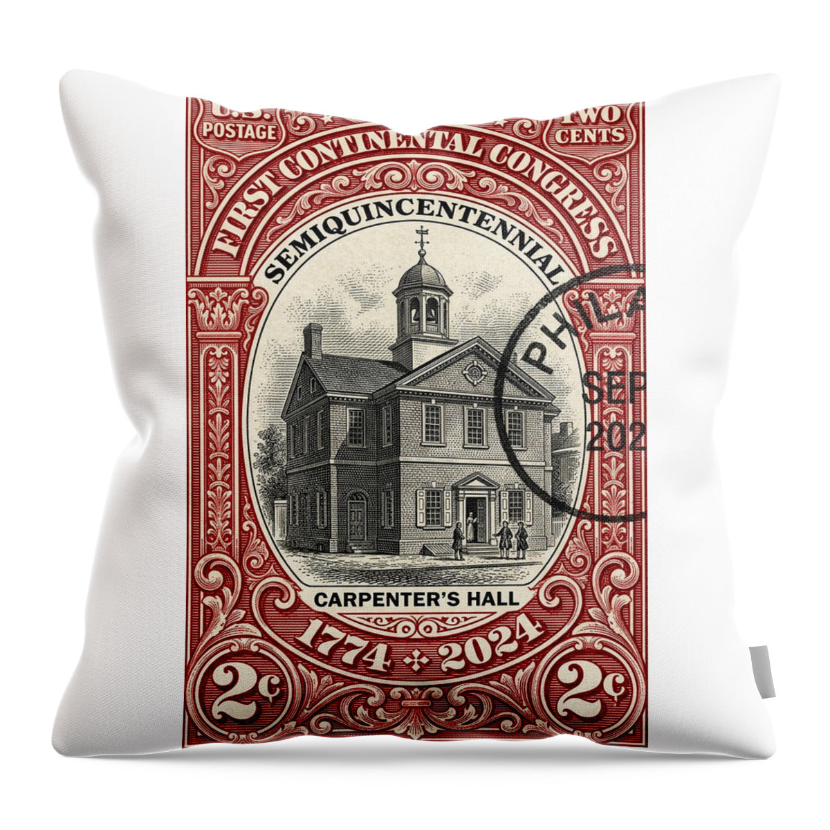 First Continental Congress 2c - Throw Pillow