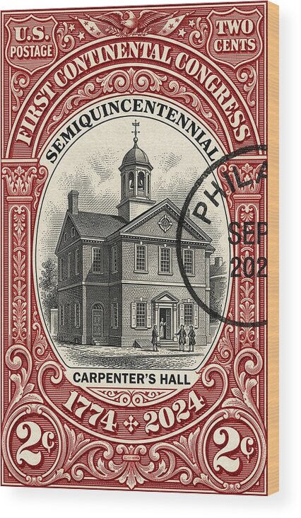 First Continental Congress 2c - Wood Print