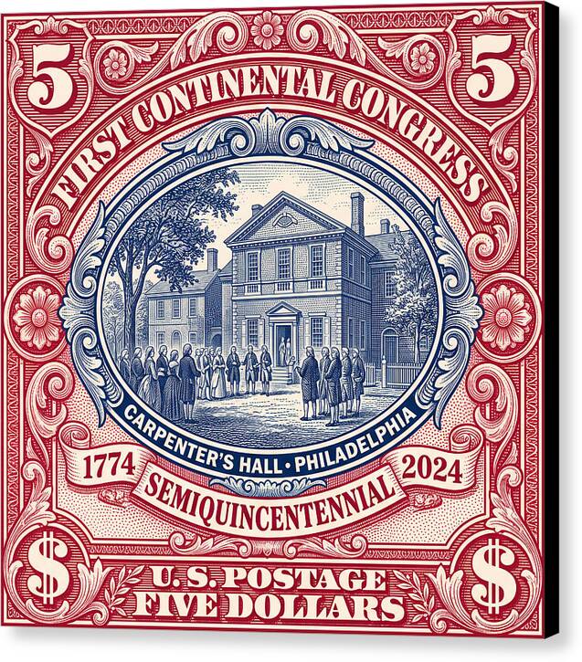 First Continental Congress $5 2 - Canvas Print