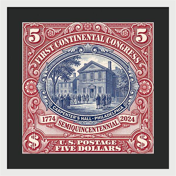 First Continental Congress $5 2 - Framed Print