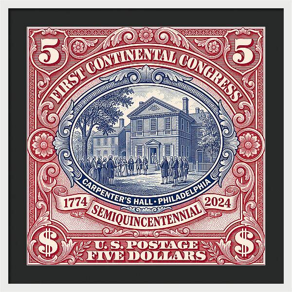 First Continental Congress $5 2 - Framed Print