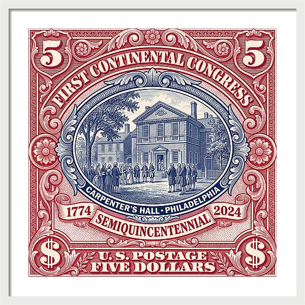 First Continental Congress $5 2 - Framed Print