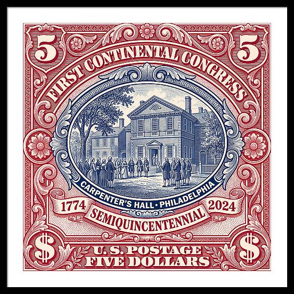 First Continental Congress $5 2 - Framed Print
