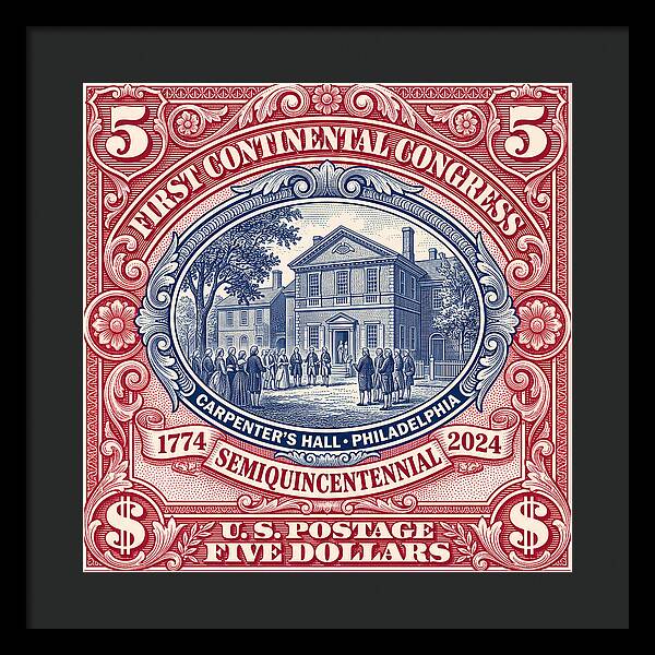 First Continental Congress $5 2 - Framed Print