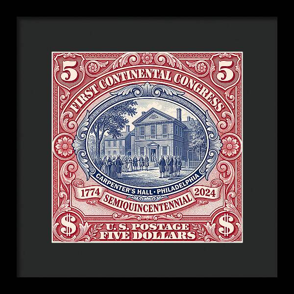 First Continental Congress $5 2 - Framed Print