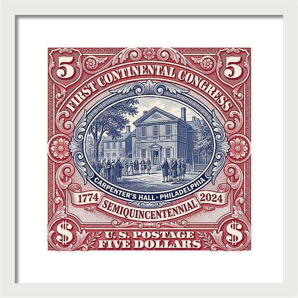 First Continental Congress $5 2 - Framed Print