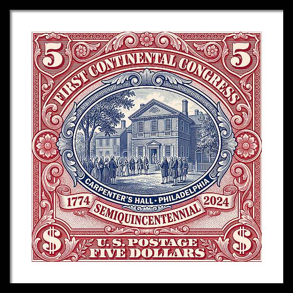 First Continental Congress $5 2 - Framed Print