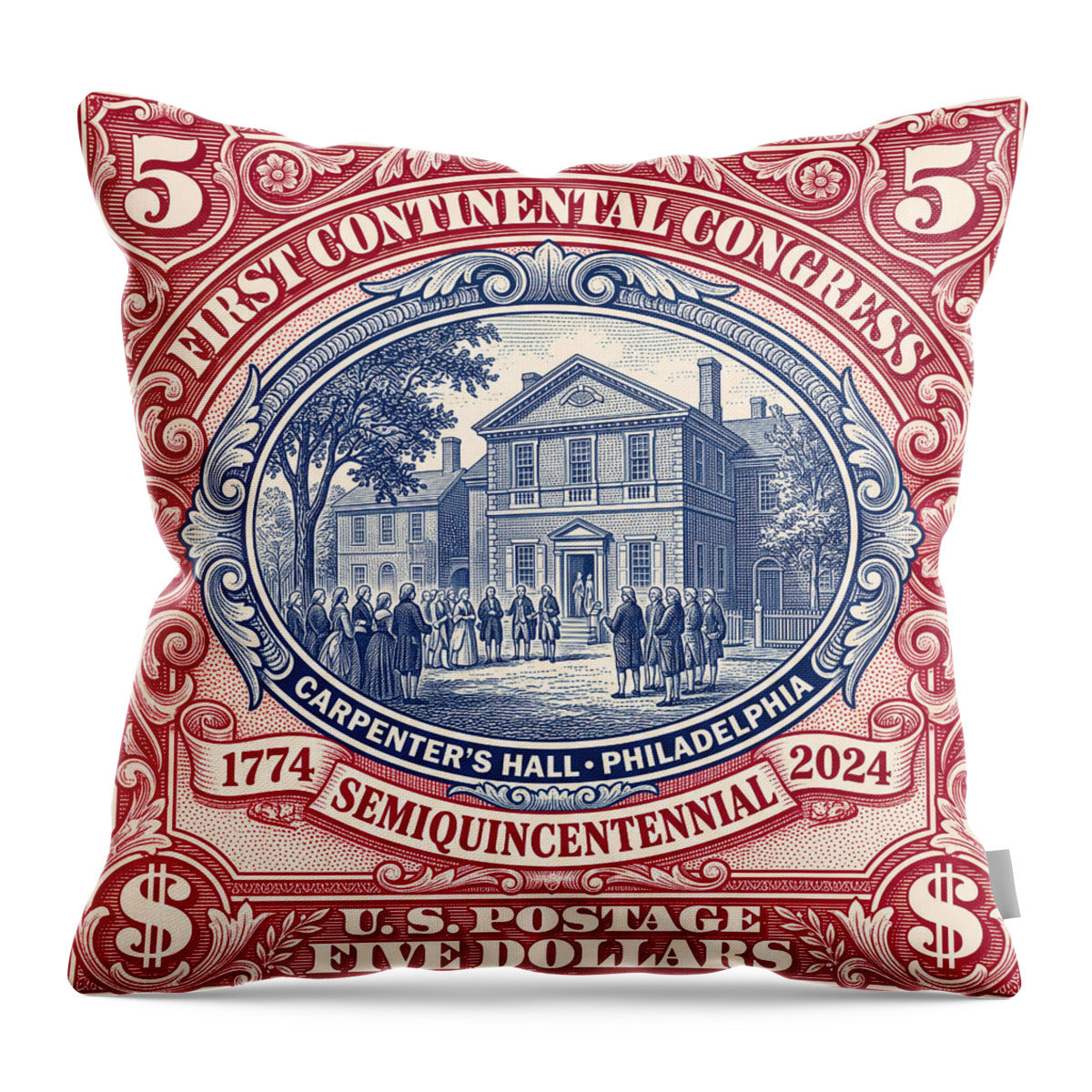 First Continental Congress $5 2 - Throw Pillow