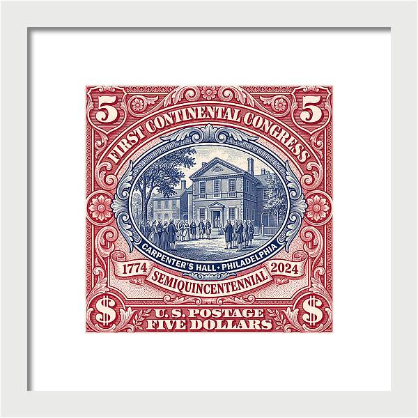 First Continental Congress $5 2 - Framed Print