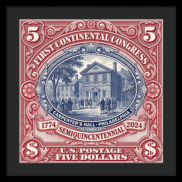 First Continental Congress $5 2 - Framed Print
