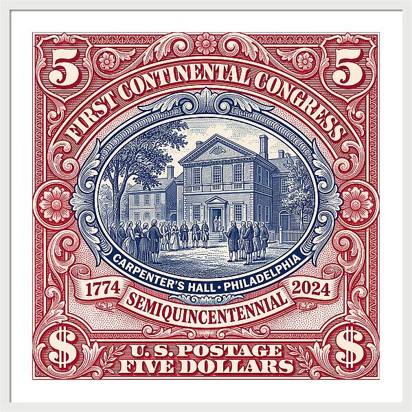 First Continental Congress $5 2 - Framed Print