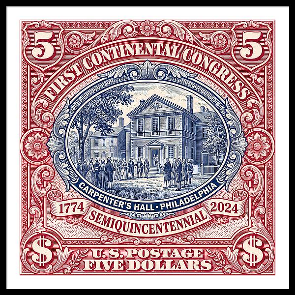 First Continental Congress $5 2 - Framed Print