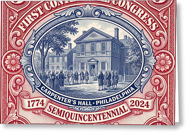 First Continental Congress $5 2 - Greeting Card