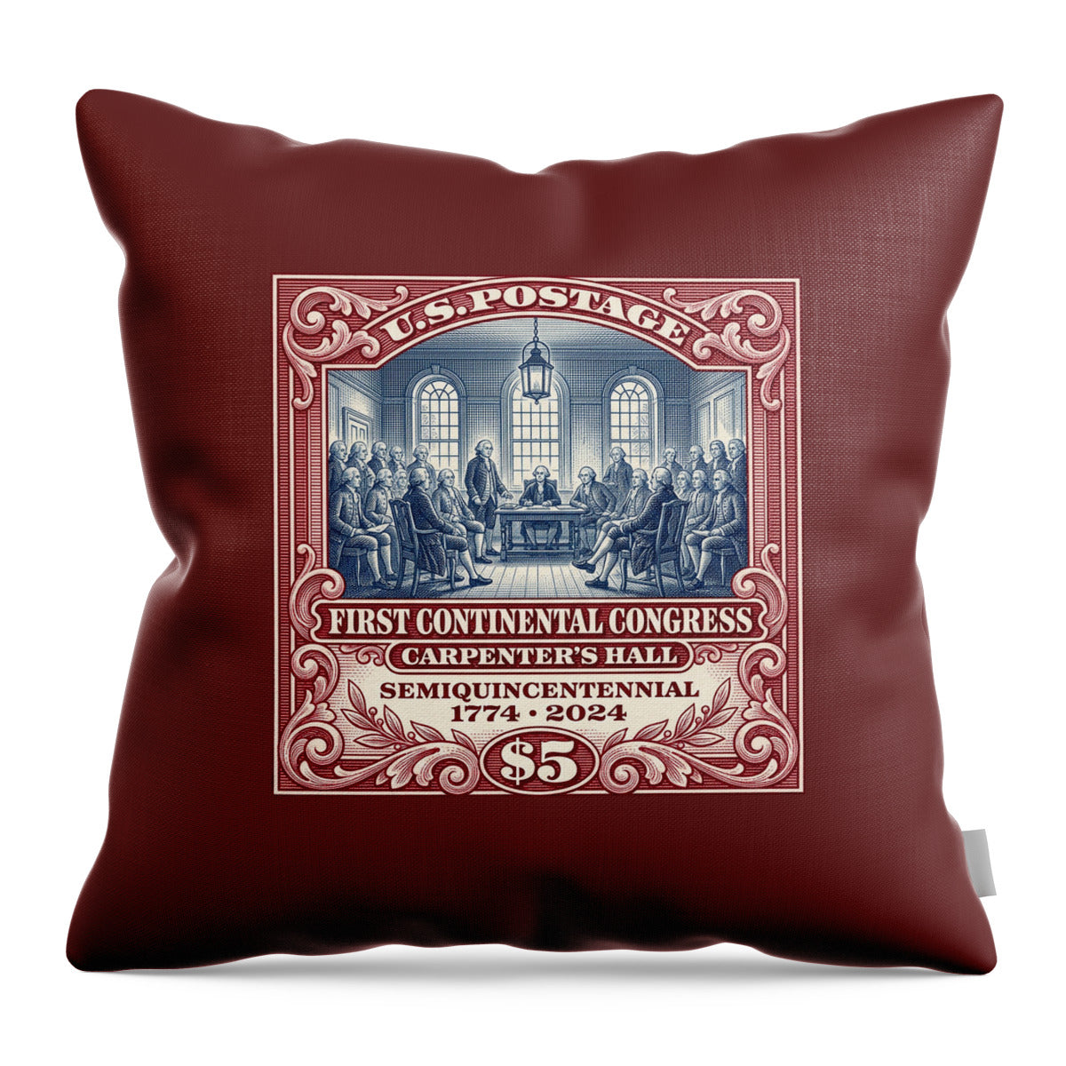 First Continental Congress $5 - Throw Pillow