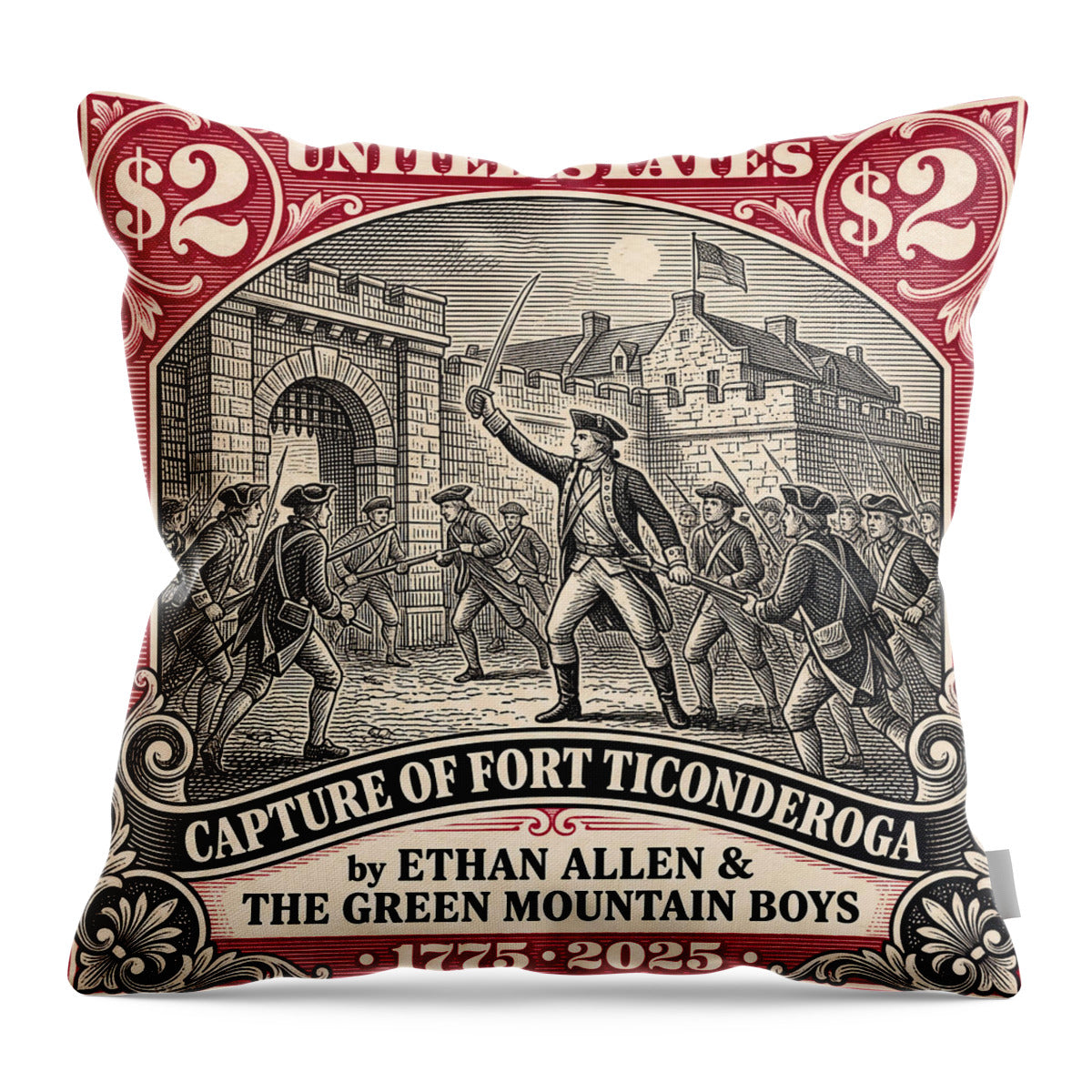 Fort Ticonderoga $2 - Throw Pillow