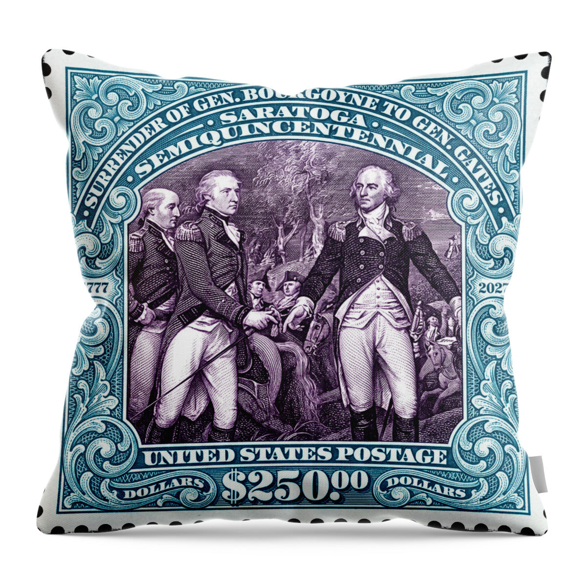 Surrender of Gen. Burgoyne at Saratoga $250 - Throw Pillow