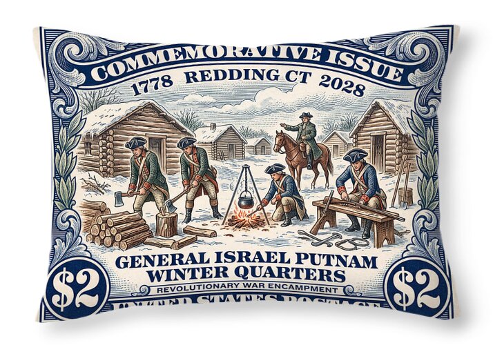 Gen. Putnam at Redding $2 - Throw Pillow