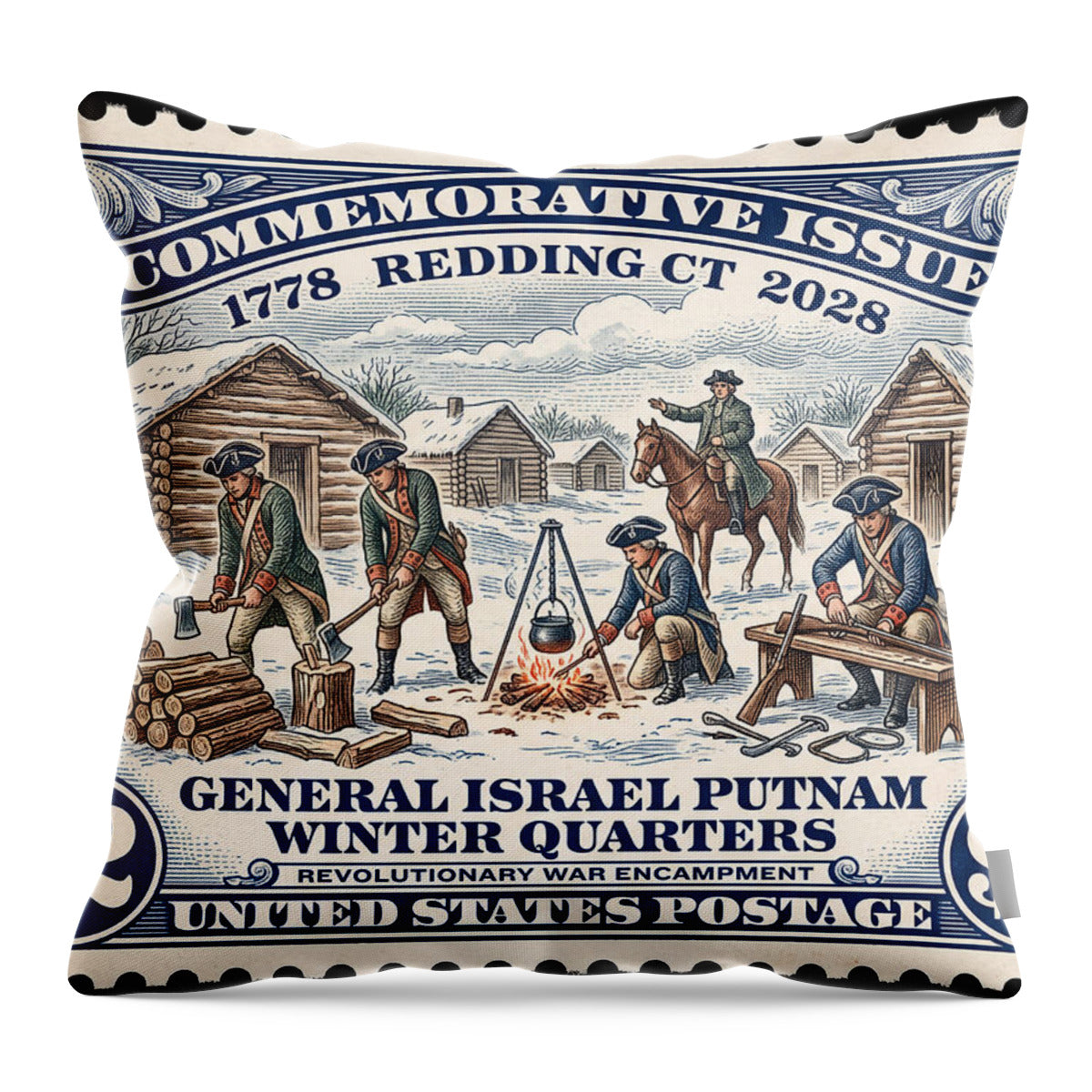Gen. Putnam at Redding $2 - Throw Pillow